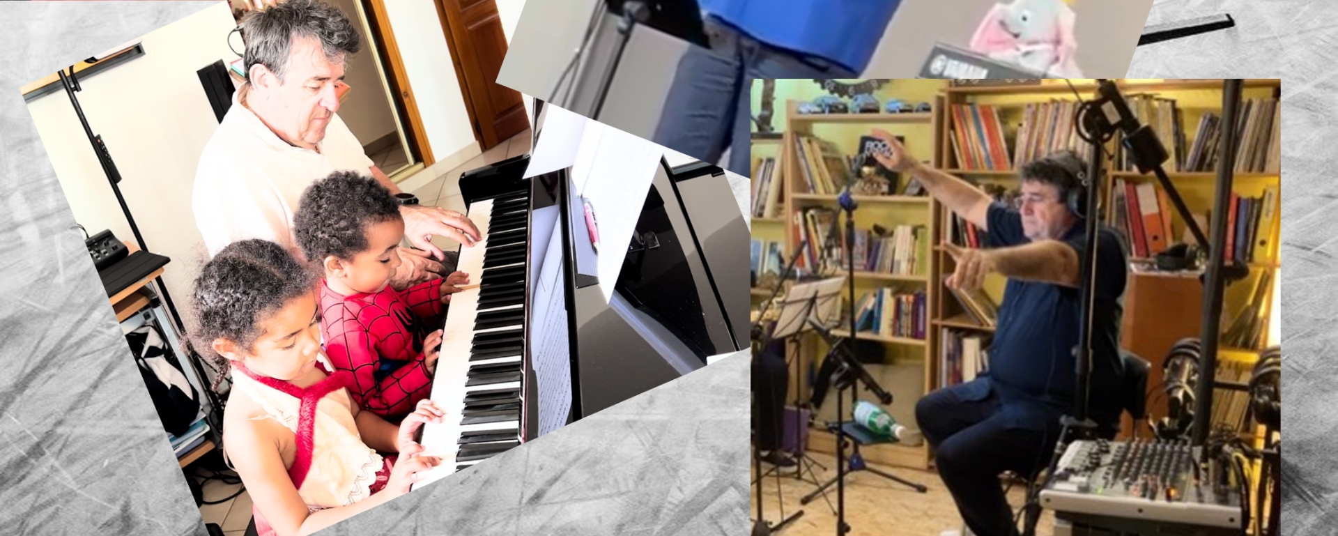 Alain Goy enseignant le piano et dirigeant un atelier musical